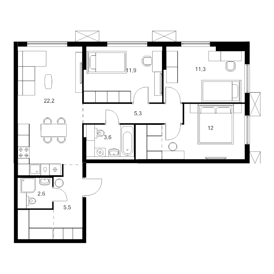 4 ккв (Евро) 79,8 м²