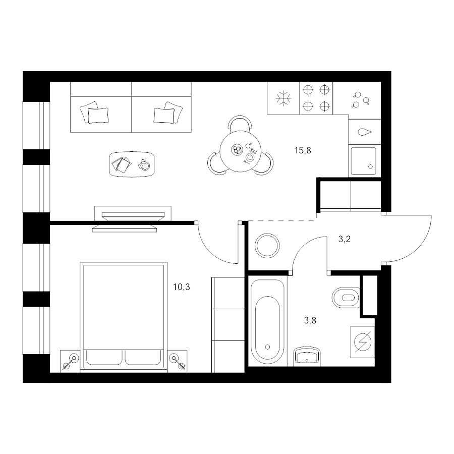 2 ккв (Евро) 33,1 м²