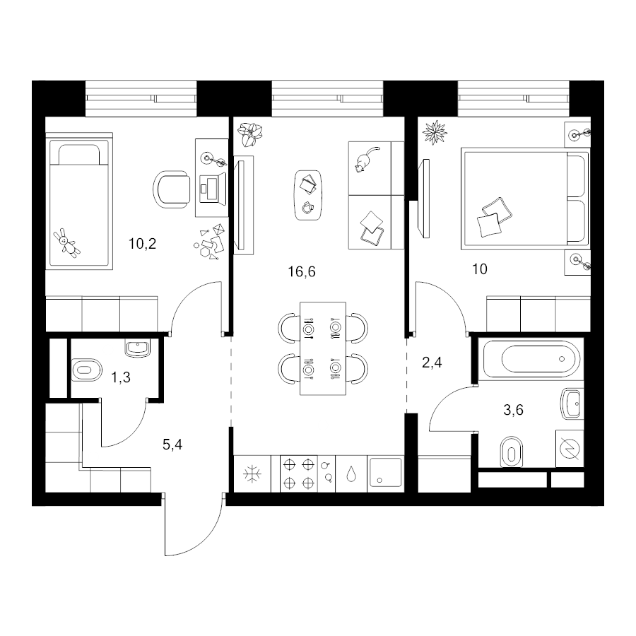 3 ккв (Евро) 49,5 м²
