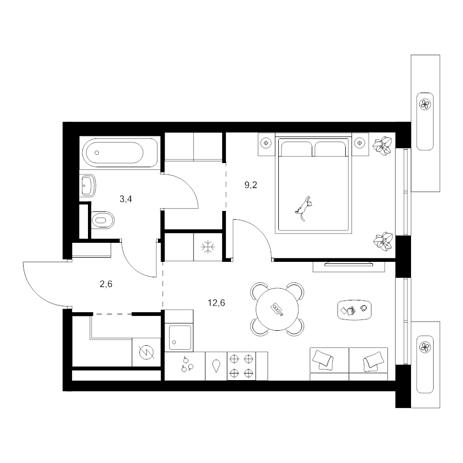 1 ккв 32,3 м²