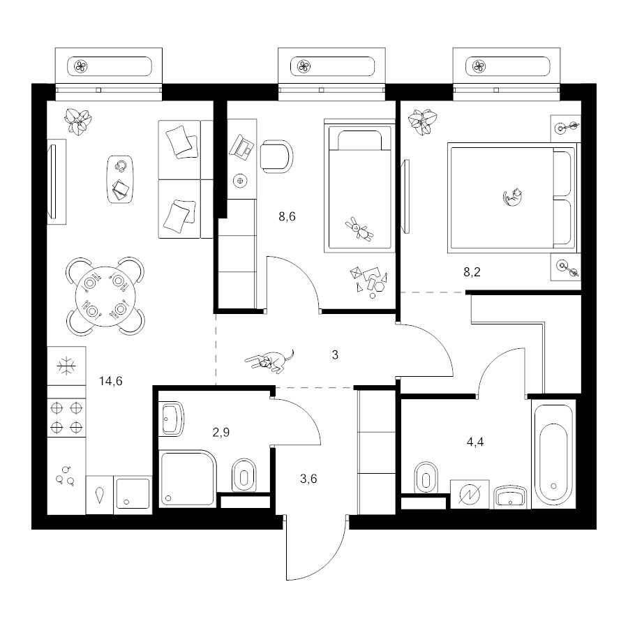2 ккв 49,6 м²