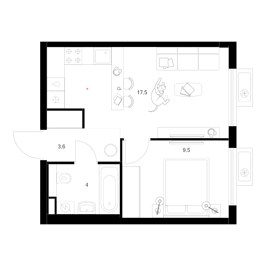 2 ккв (Евро) 34,6 м²