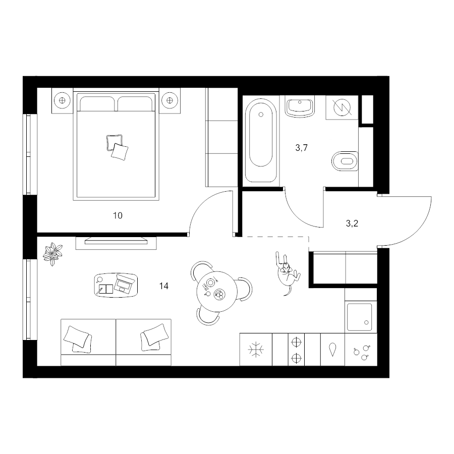 1 ккв 30,9 м²