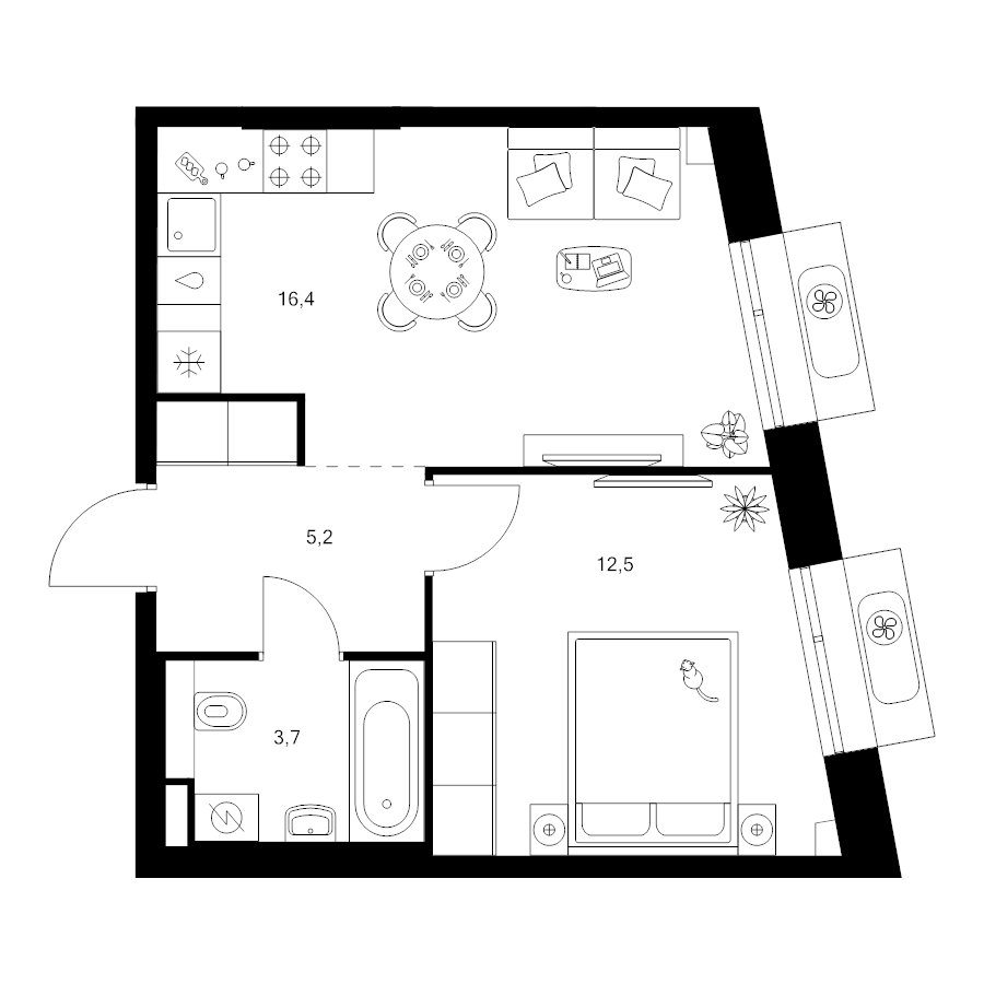 2 ккв (Евро) 37,8 м²