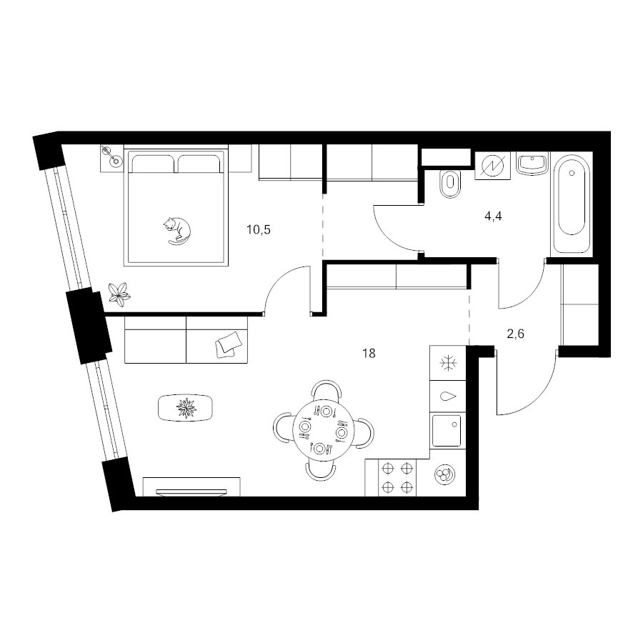 2 ккв (Евро) 38,3 м²