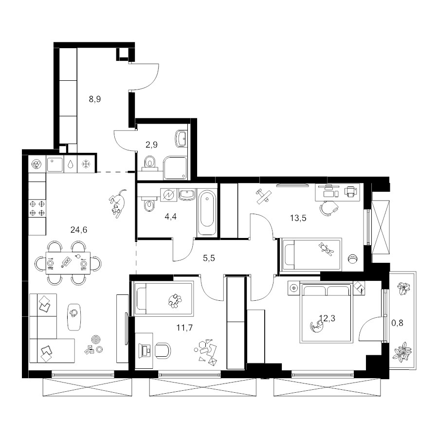 4 ккв (Евро) 84,6 м²