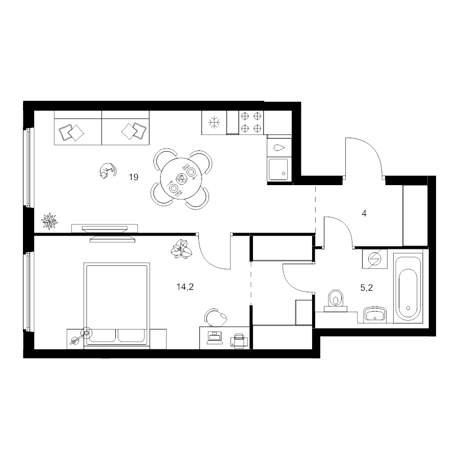 2 ккв (Евро) 46,3 м²