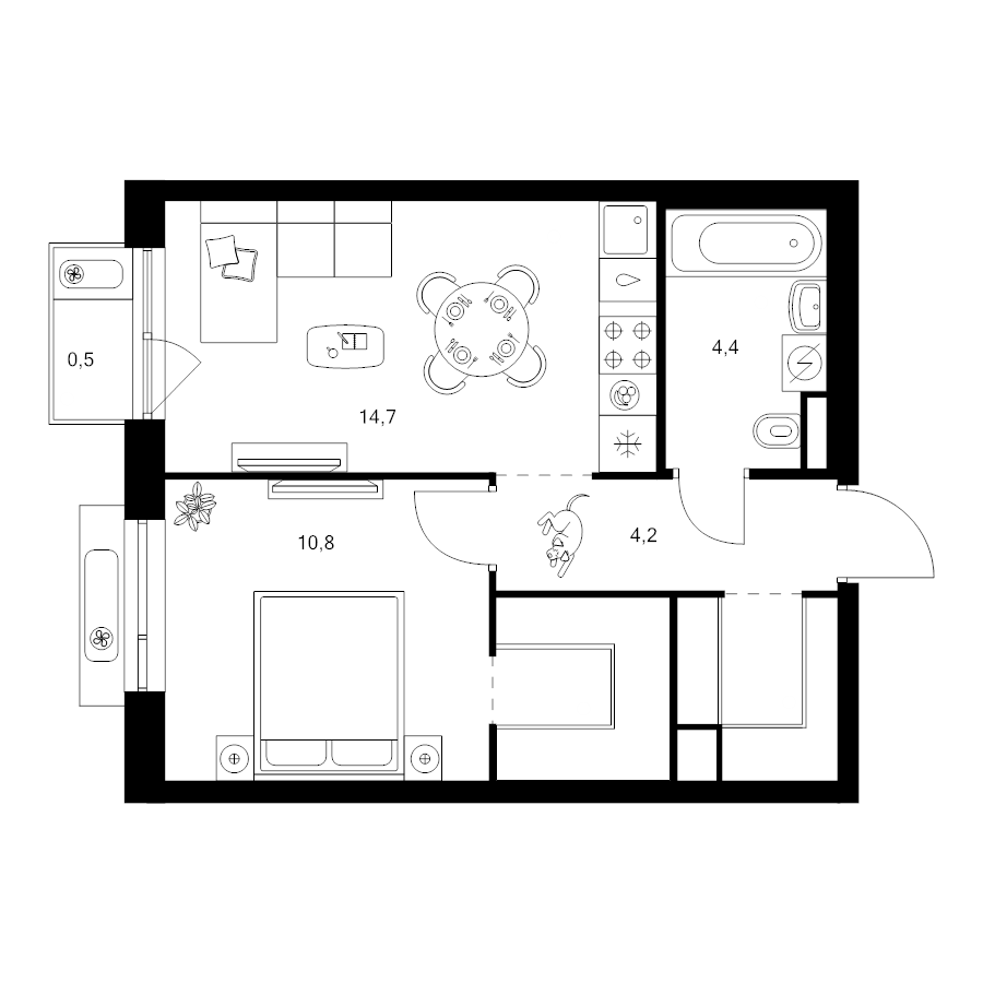 1 ккв 41 м²