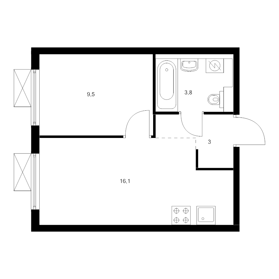 2 ккв (Евро) 31,6 м²