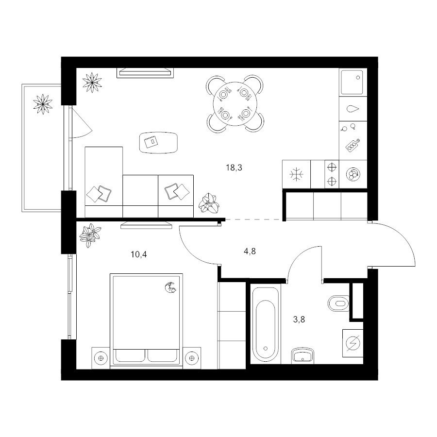 2 ккв (Евро) 37,9 м²