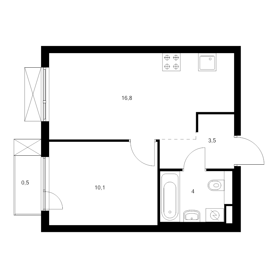 2 ккв (Евро) 34,9 м²