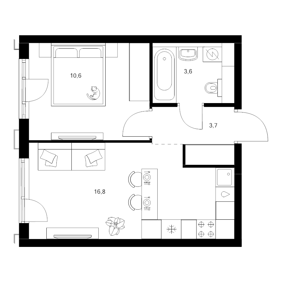2 ккв (Евро) 34,7 м²