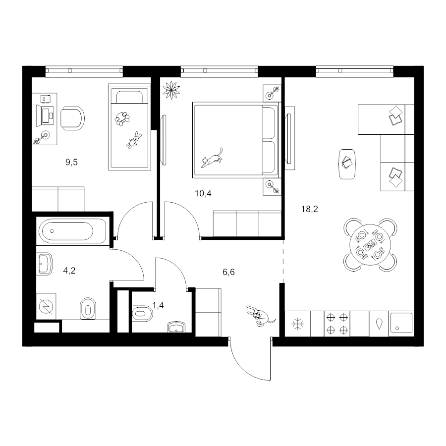 3 ккв (Евро) 50,3 м²