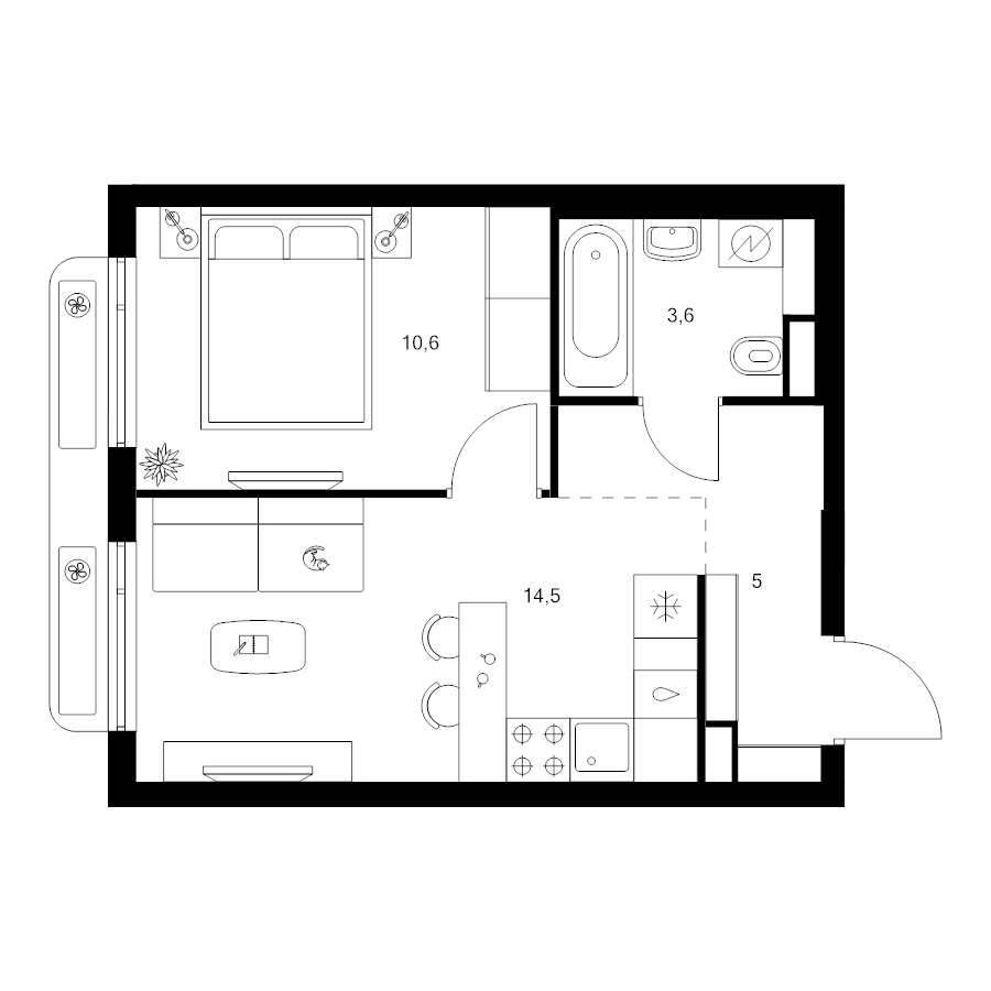 1 ккв 33,7 м²