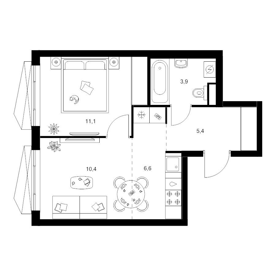 2 ккв (Евро) 37,4 м²