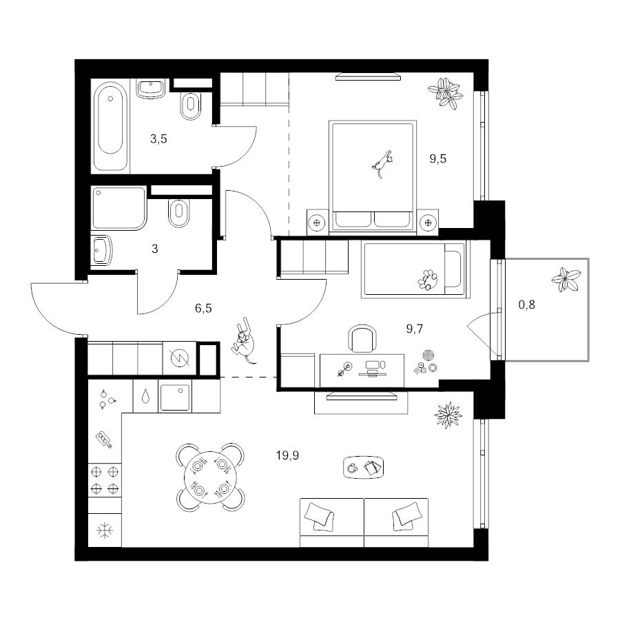 3 ккв (Евро) 56,5 м²