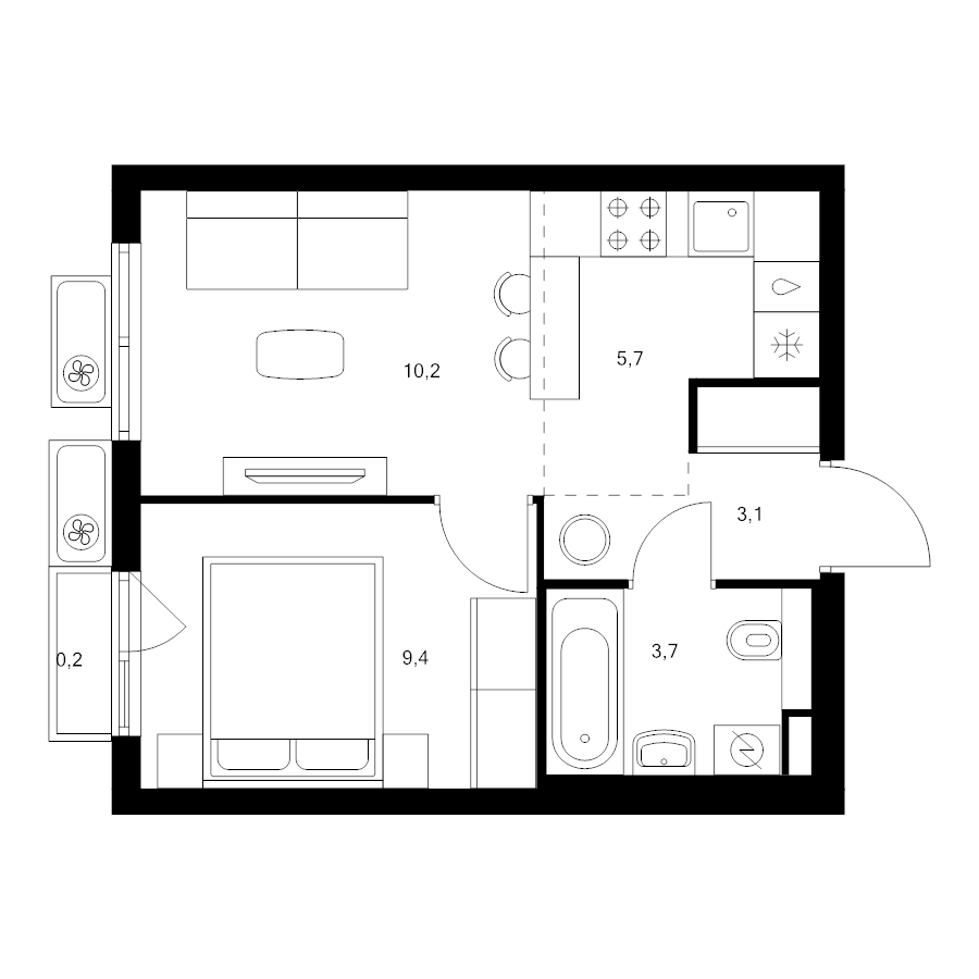 2 ккв (Евро) 32,3 м²