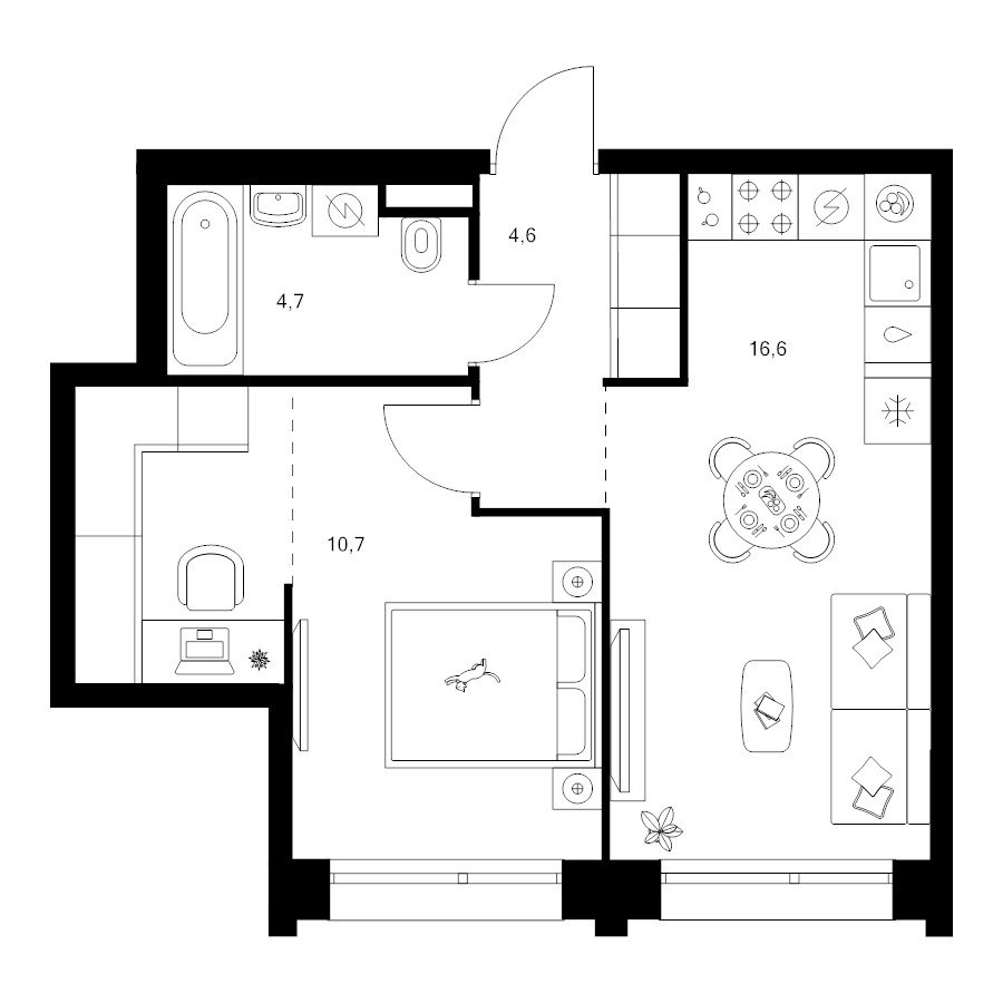 2 ккв (Евро) 41,7 м²