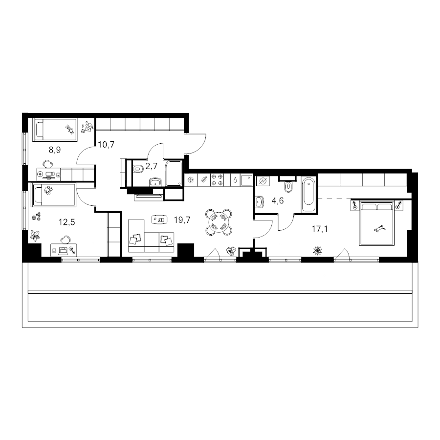 4 ккв (Евро) 95 м²