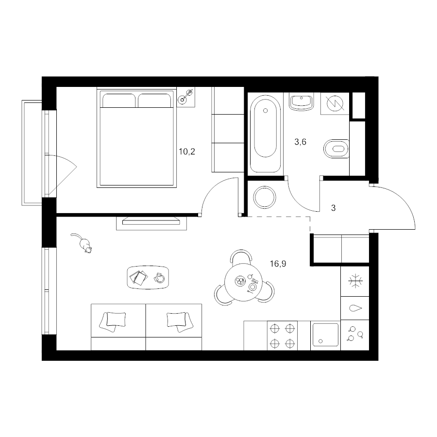 2 ккв (Евро) 33,7 м²