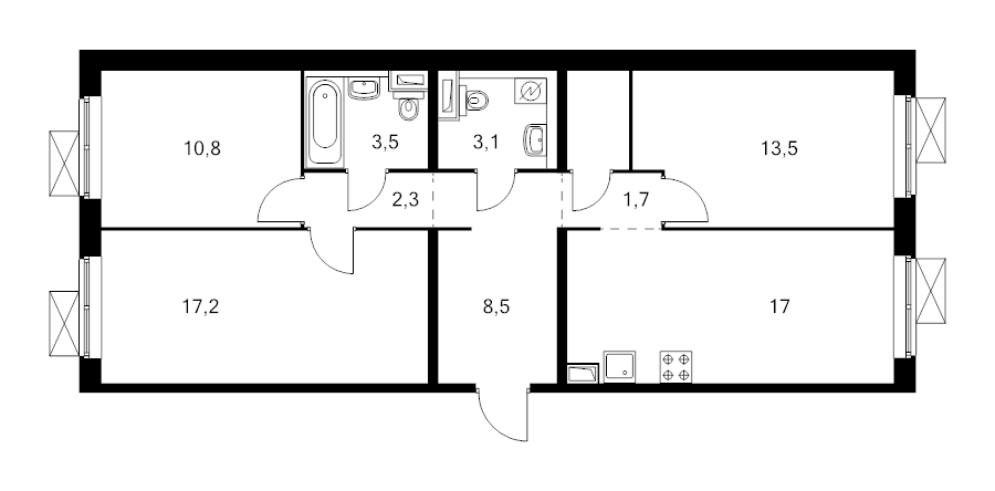 4 ккв (Евро) 79,7 м²
