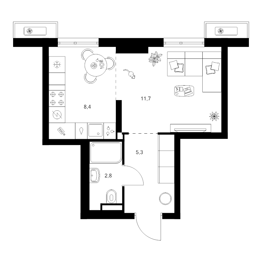Студия 28,2 м²