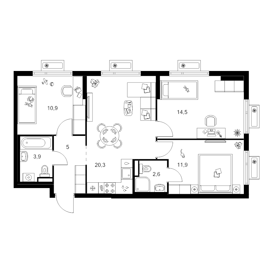 4 ккв (Евро) 69,1 м²