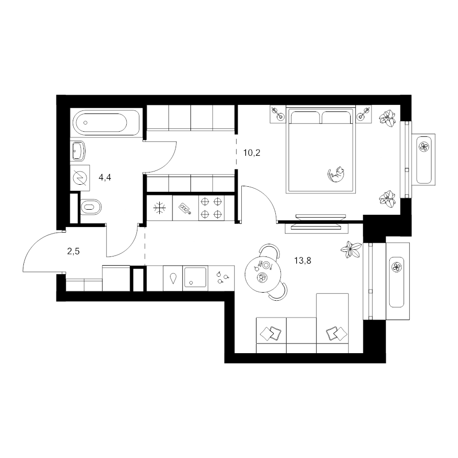 1 ккв 35,1 м²