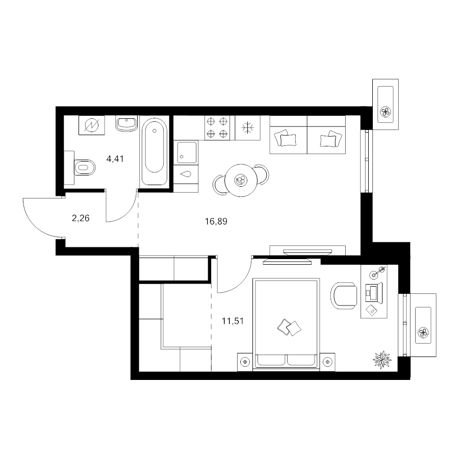 2 ккв (Евро) 38,7 м²