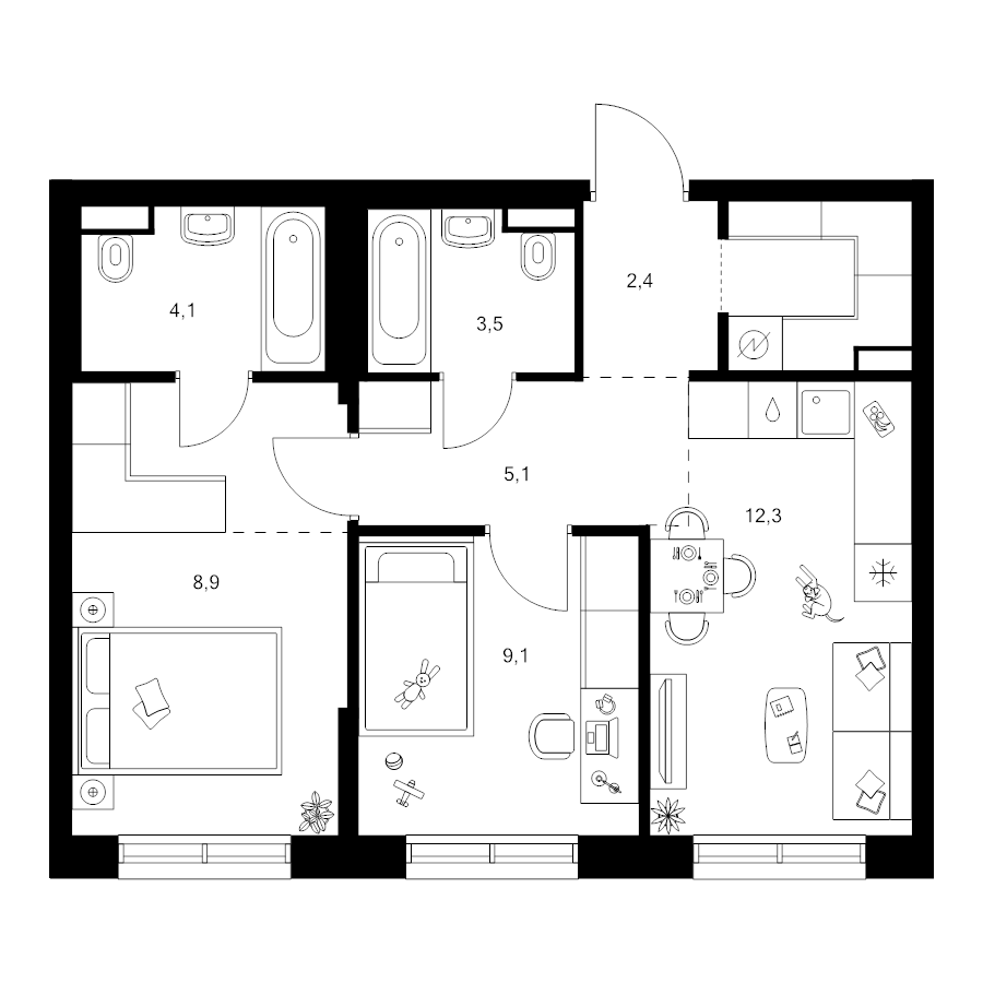2 ккв 53,1 м²
