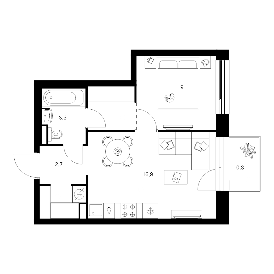 2 ккв (Евро) 38,2 м²