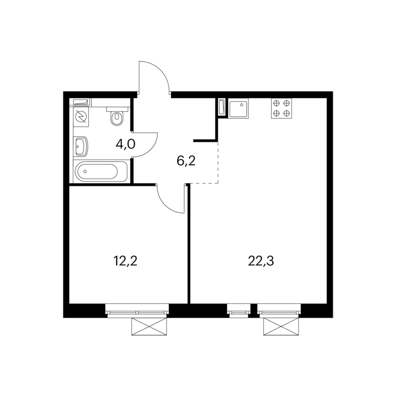 2 ккв (Евро) 44,3 м²