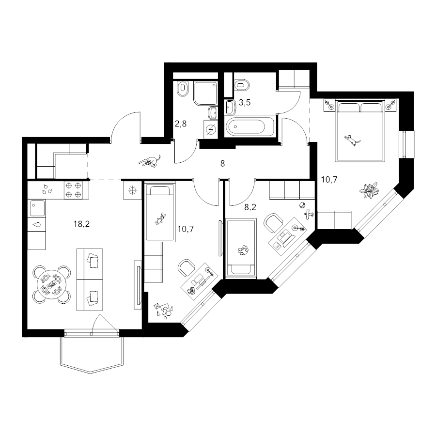 4 ккв (Евро) 67 м²