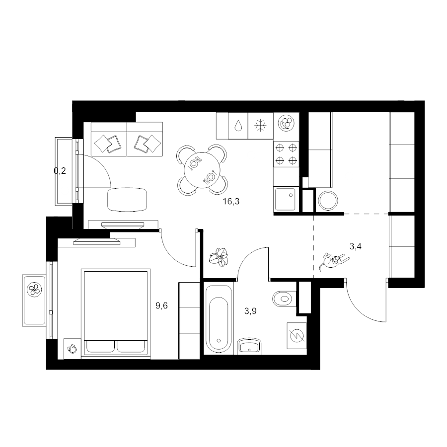 2 ккв (Евро) 39,1 м²