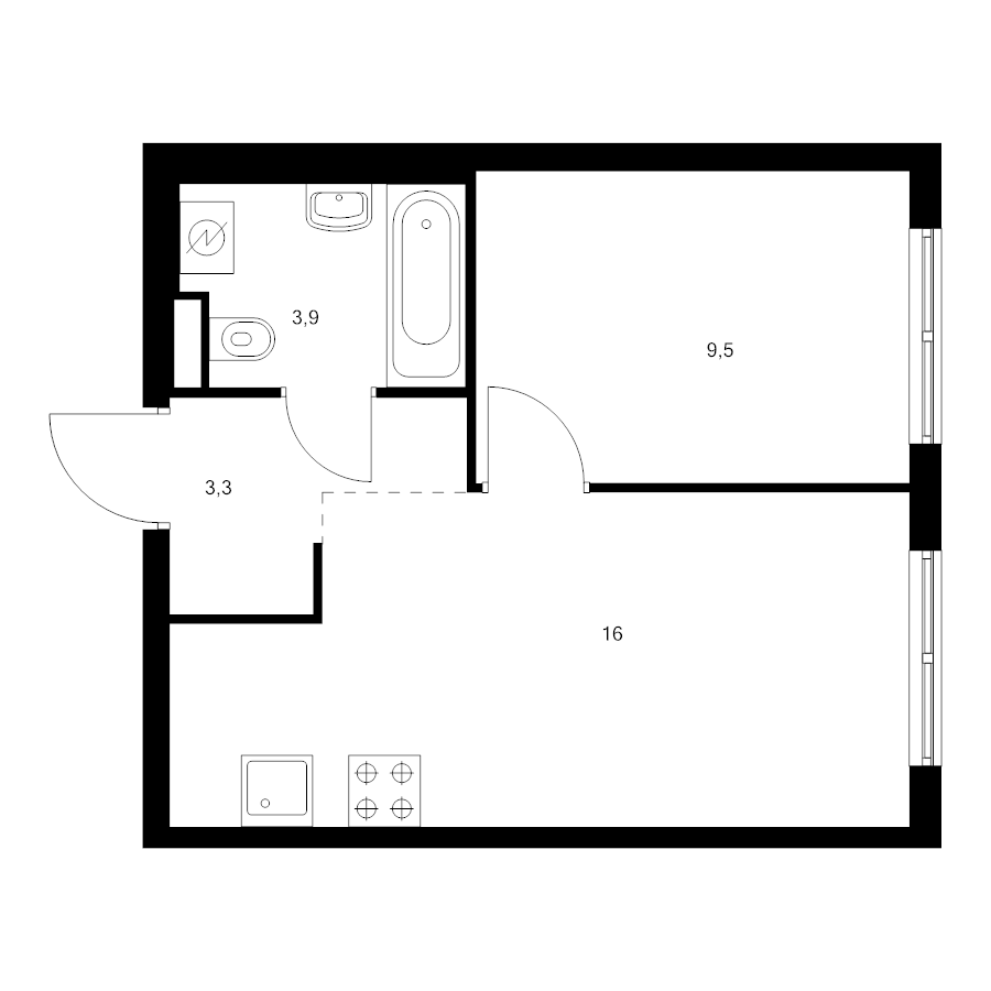 2 ккв (Евро) 32,7 м²
