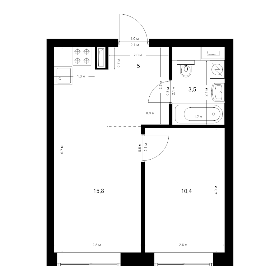 2 ккв (Евро) 34,7 м²