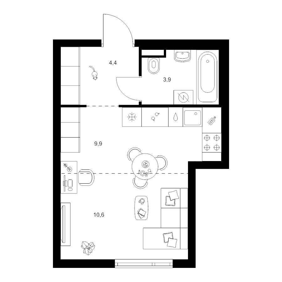 Студия 28,8 м²