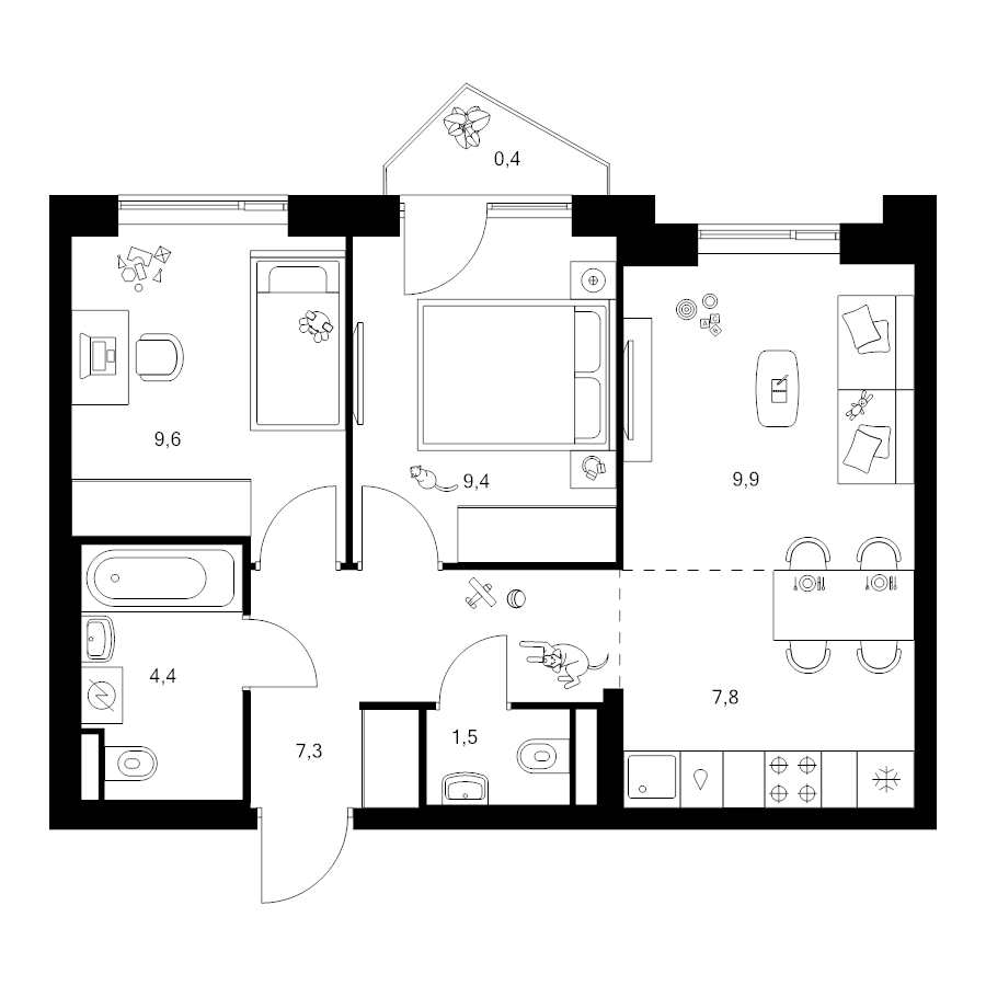 3 ккв (Евро) 50,3 м²