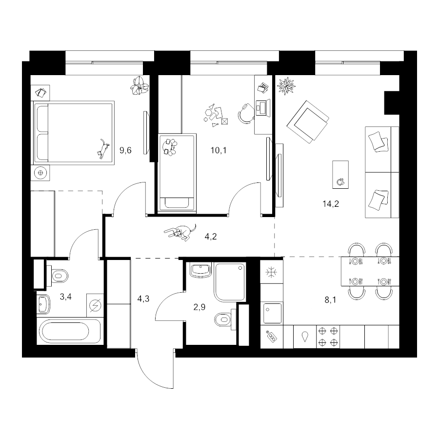 3 ккв (Евро) 59,7 м²