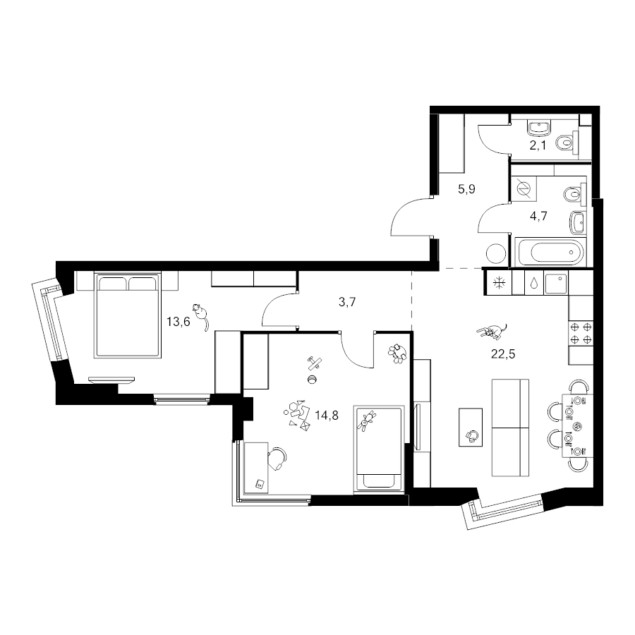 3 ккв (Евро) 67,3 м²