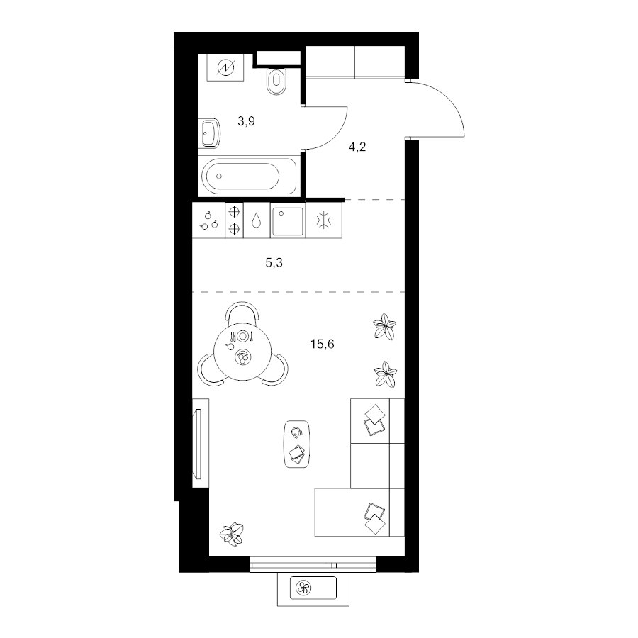 Студия 29 м²