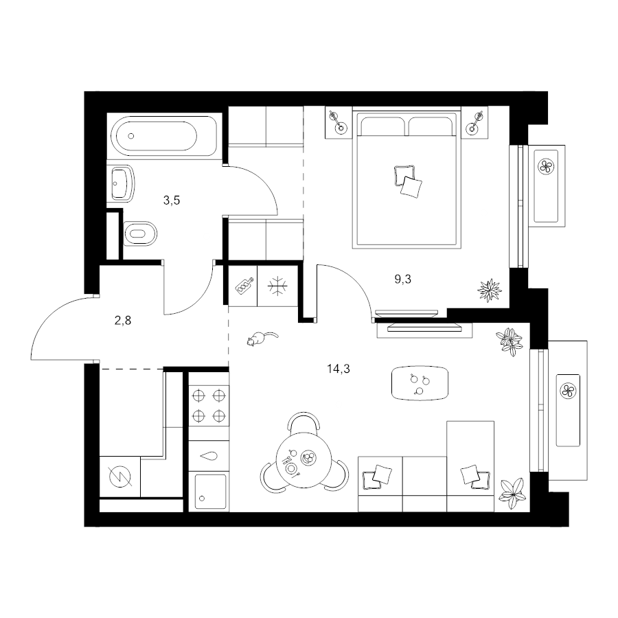 1 ккв 34,7 м²