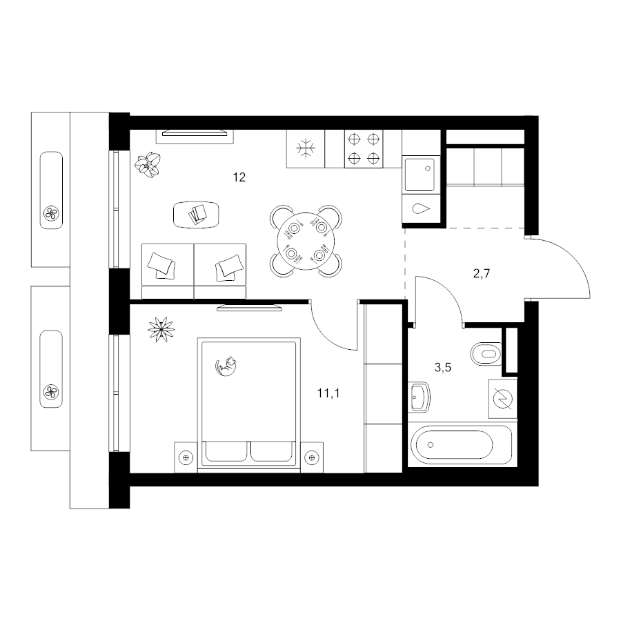 1 ккв 30,8 м²