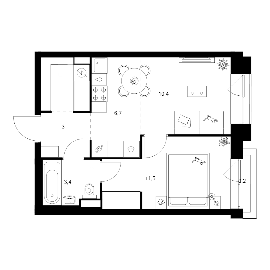 2 ккв (Евро) 38,6 м²