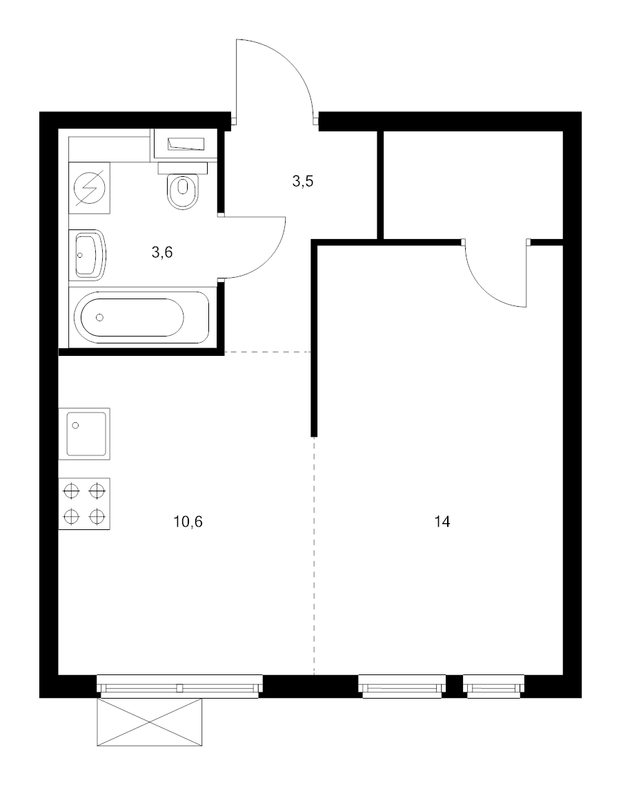 1 ккв 33,6 м²