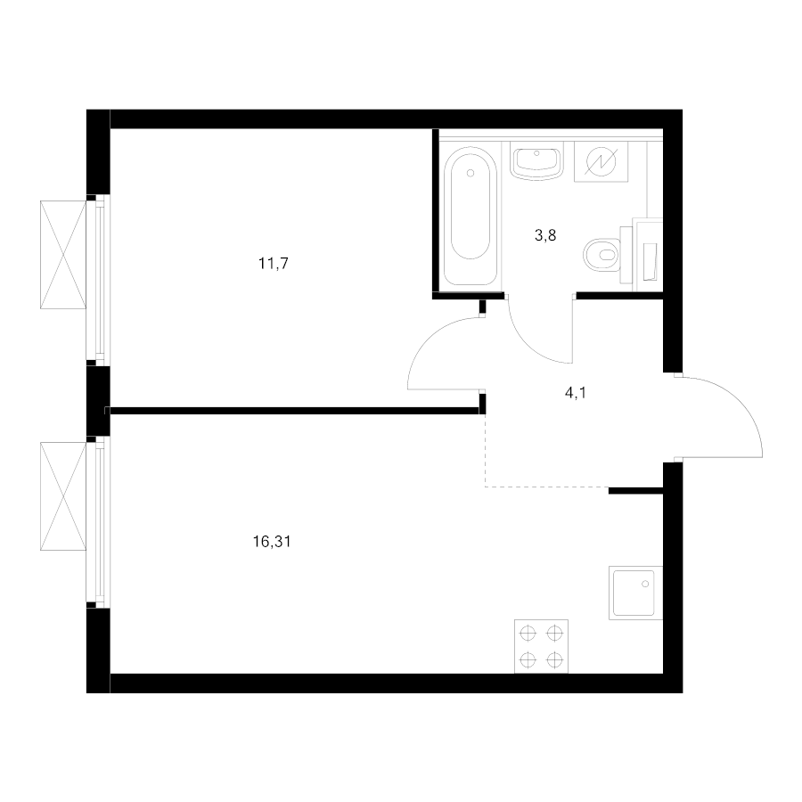 2 ккв (Евро) 35,3 м²