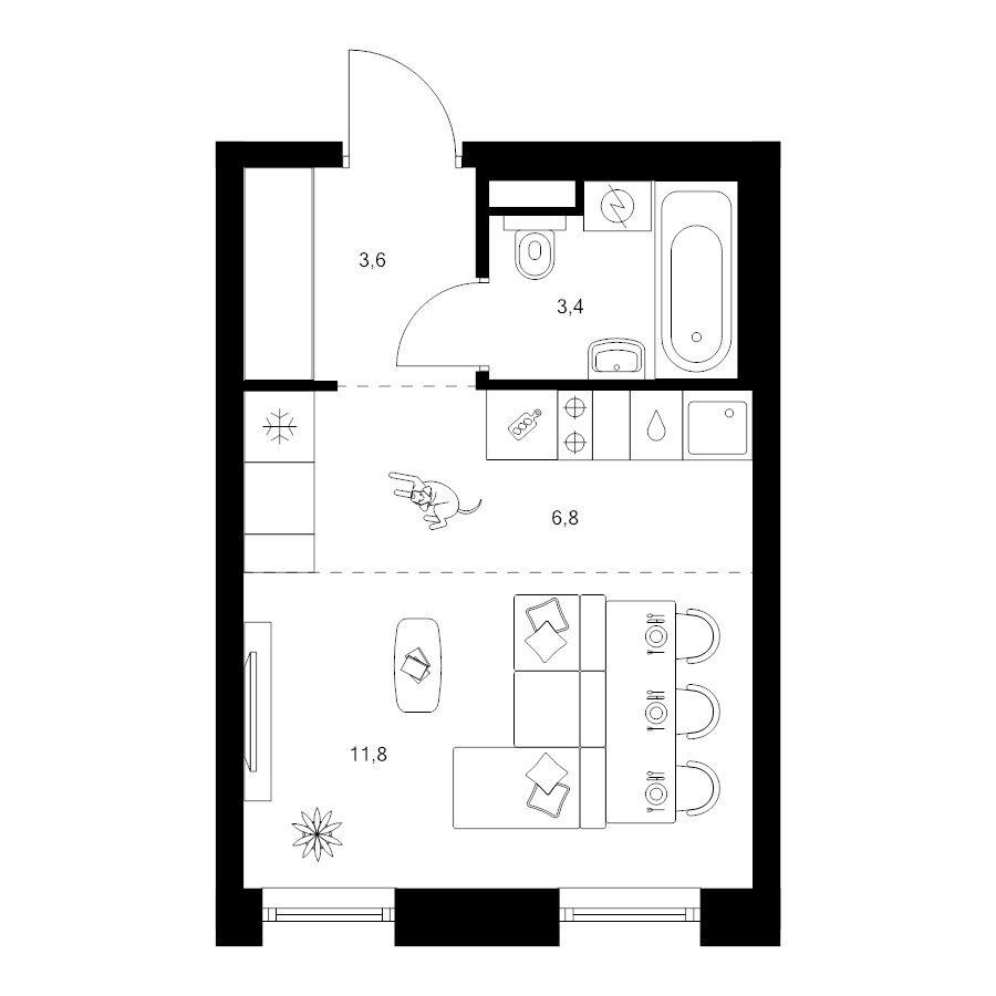 Студия 25,6 м²