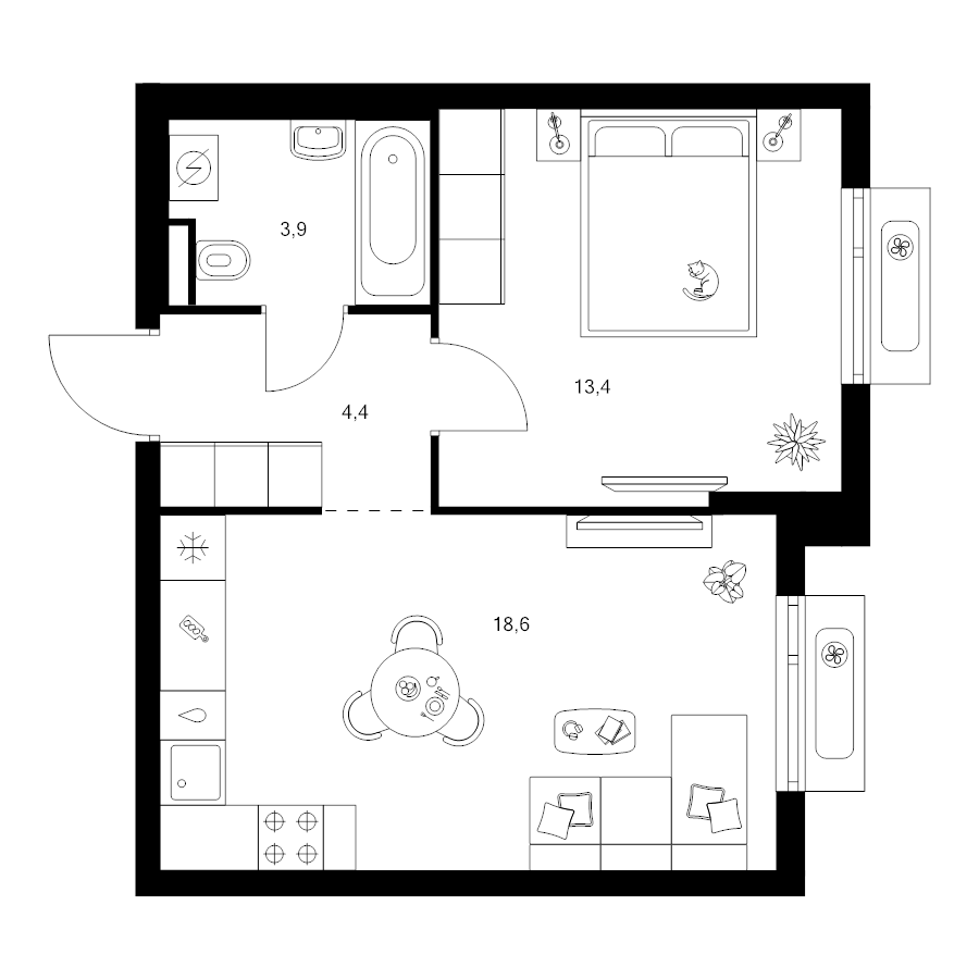 2 ккв (Евро) 40,3 м²