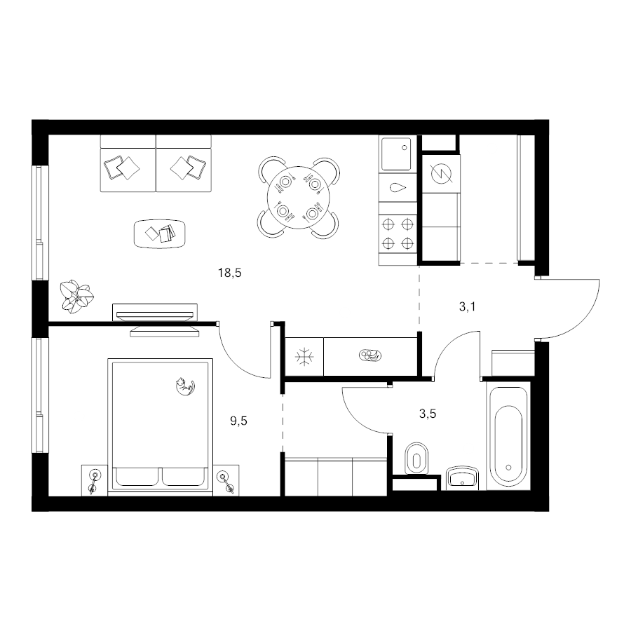 2 ккв (Евро) 40,8 м²