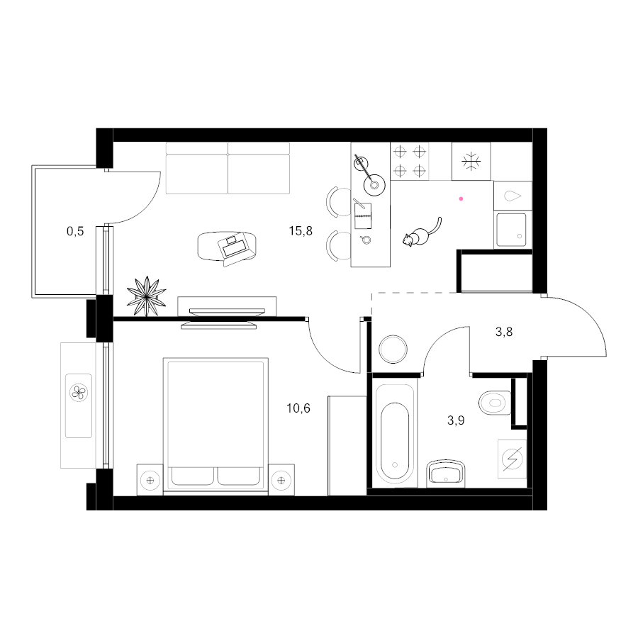 2 ккв (Евро) 34,6 м²